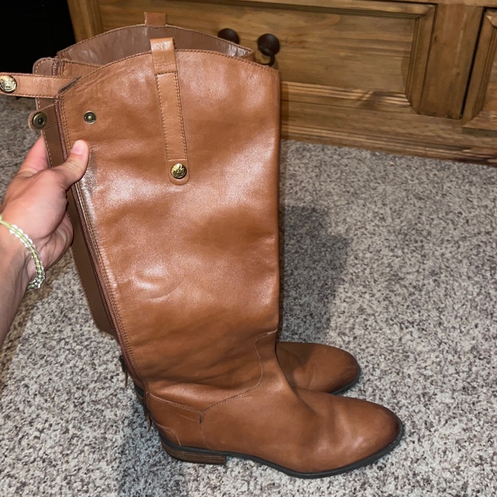 Sam Edelman brown zip up knee height boots